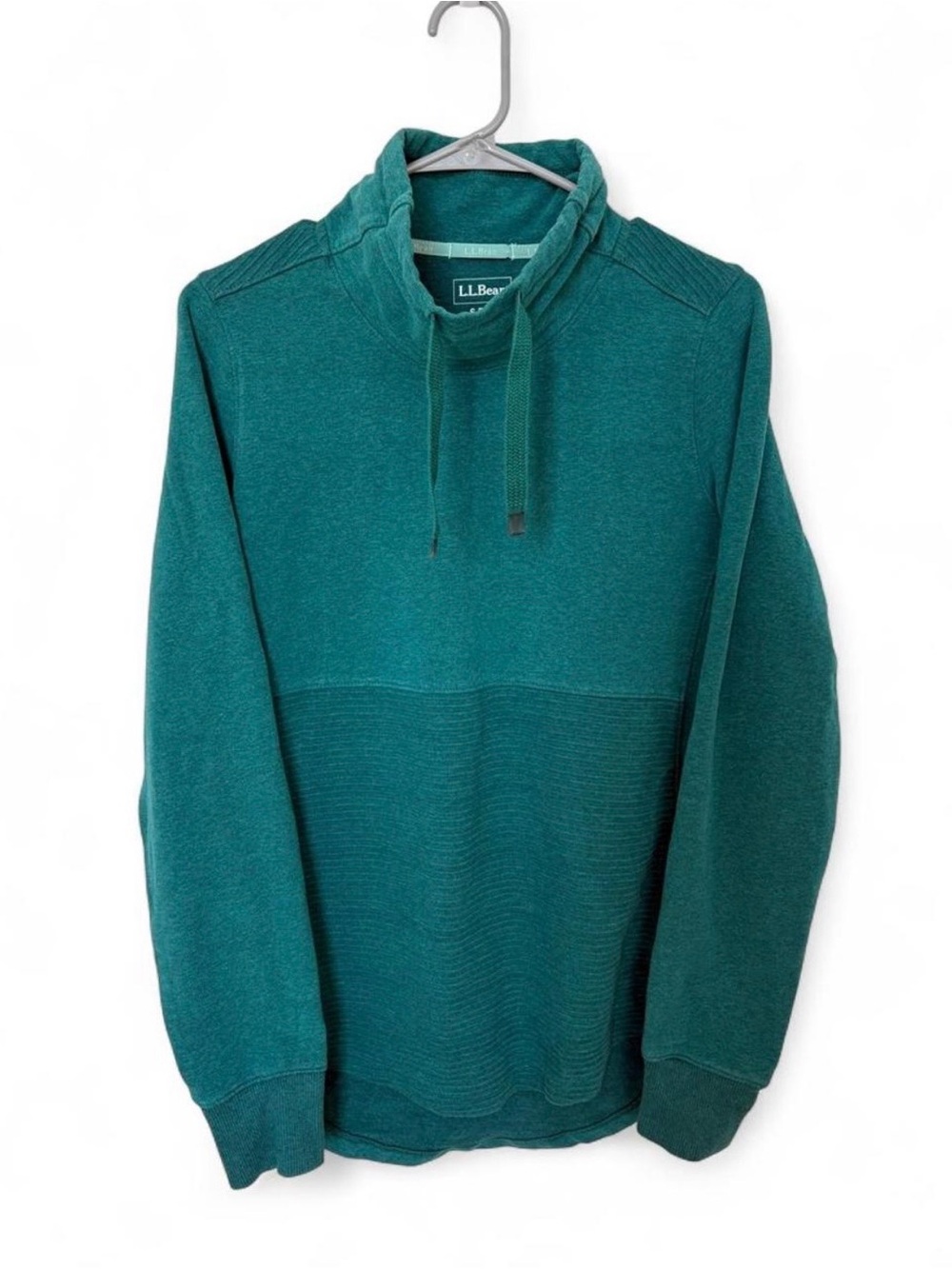 L.L. Bean Cozy Mixed-Knit Pullover Sweatshirt Small Ribbed Mock Neck Outdoor